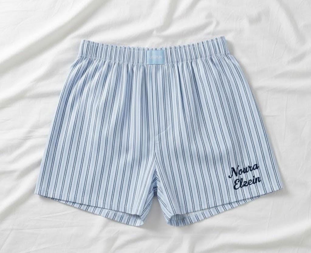 Embroidered Pajama Boxer Shorts | Personalized Sleepwear Gift | Custom Valentine's Day PJ shorts