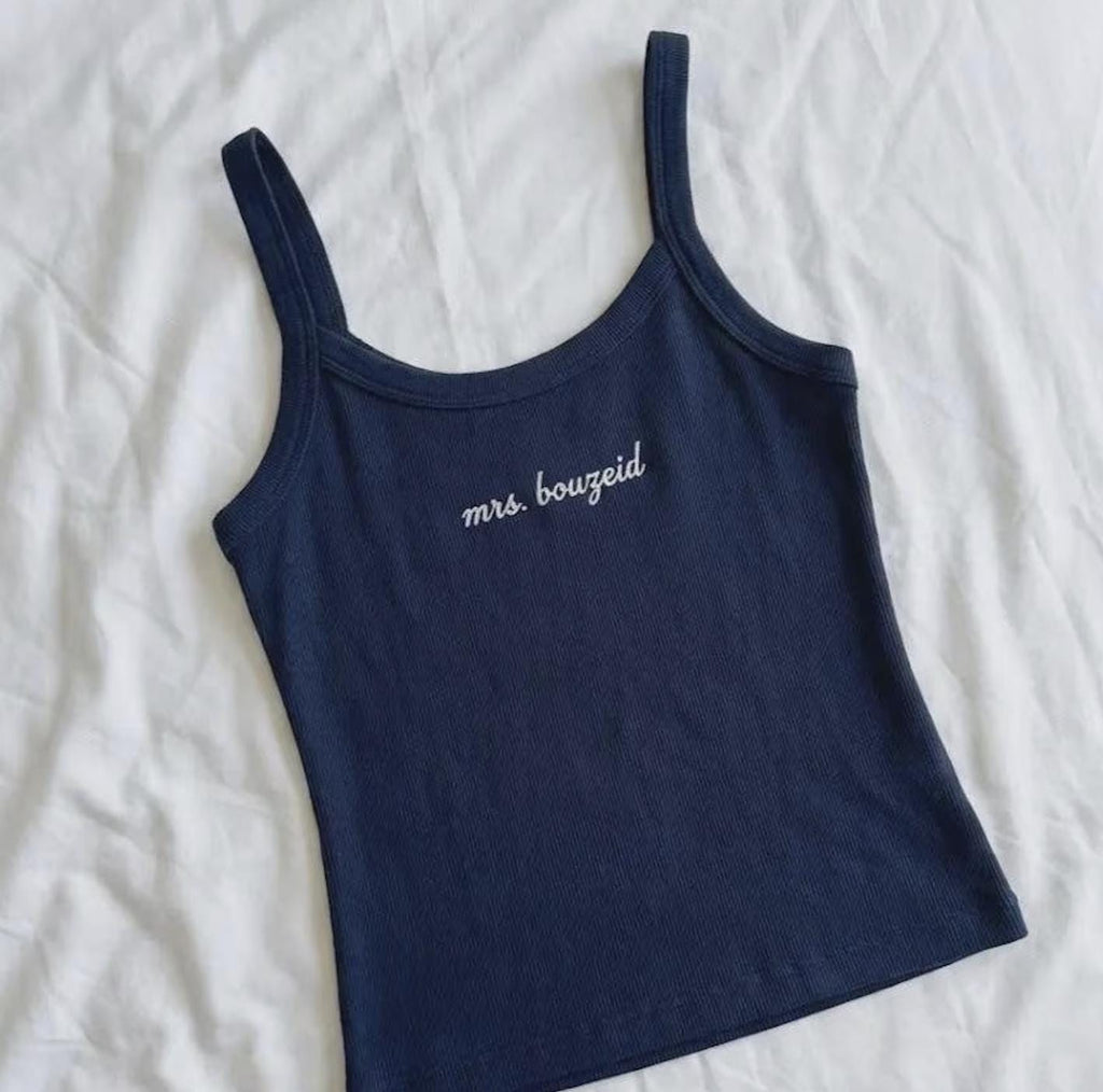 Custom Embroidered Bride Tank Top, Bridal Shower Gift