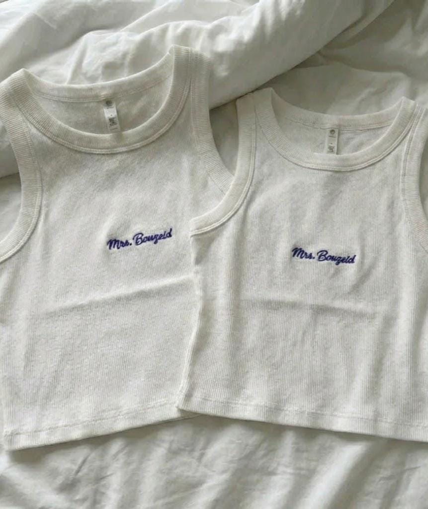 Embroidered Wifey Tank Top | Personalized Bridal Gift