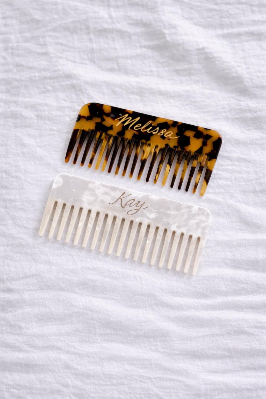 Personalized Bridal Hair Comb | Engraved Name, Ivory Pearl Acetate