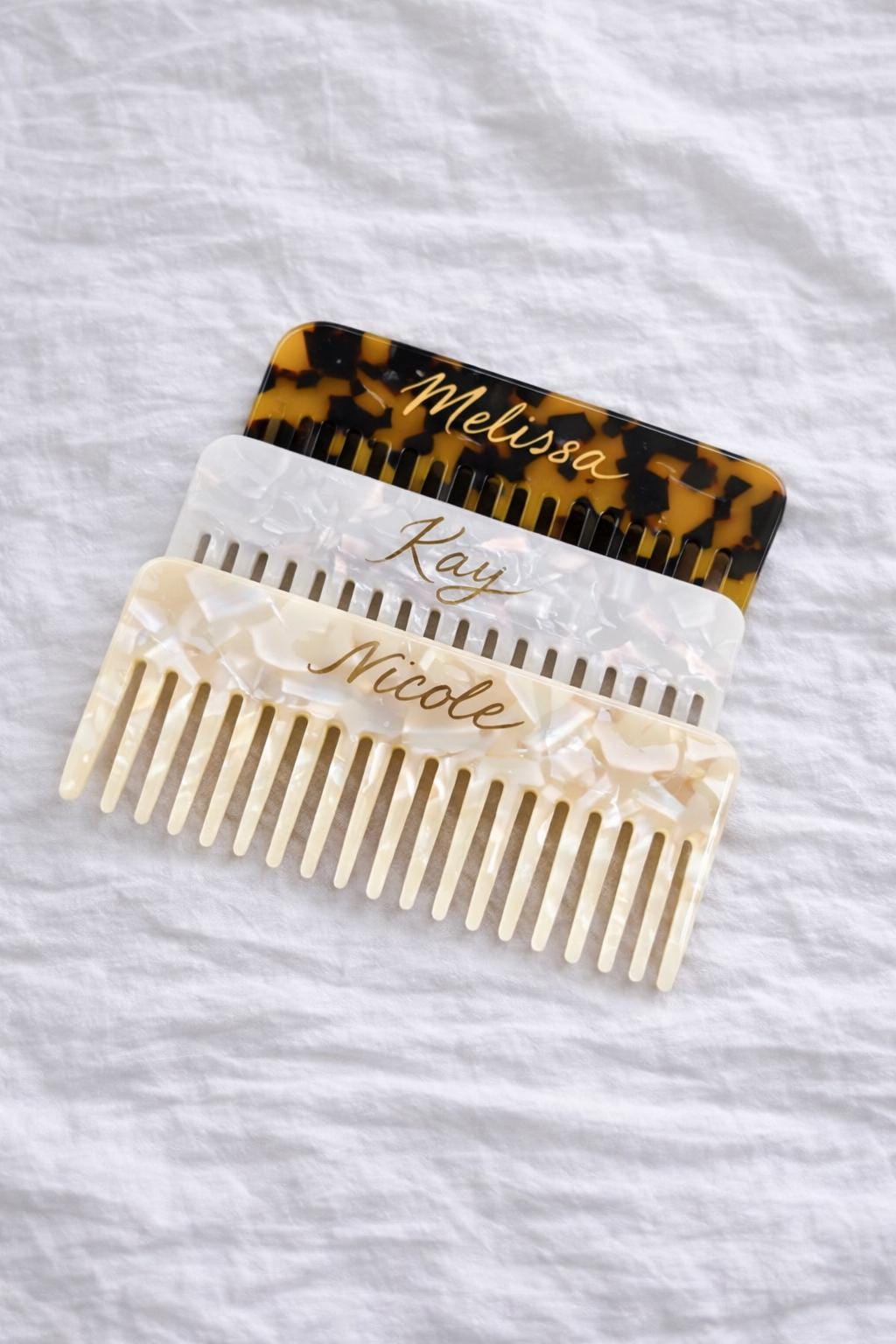 Personalized Bridal Hair Comb | Engraved Name, Ivory Pearl Acetate