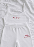 Embroidered Bride Lounge Set – Personalized “Mrs” Pajamas, Wedding Morning Outfit