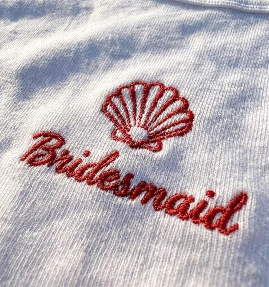 Embroidered Shell Bride Tank Top | Personalized Bachelorette Party Cami