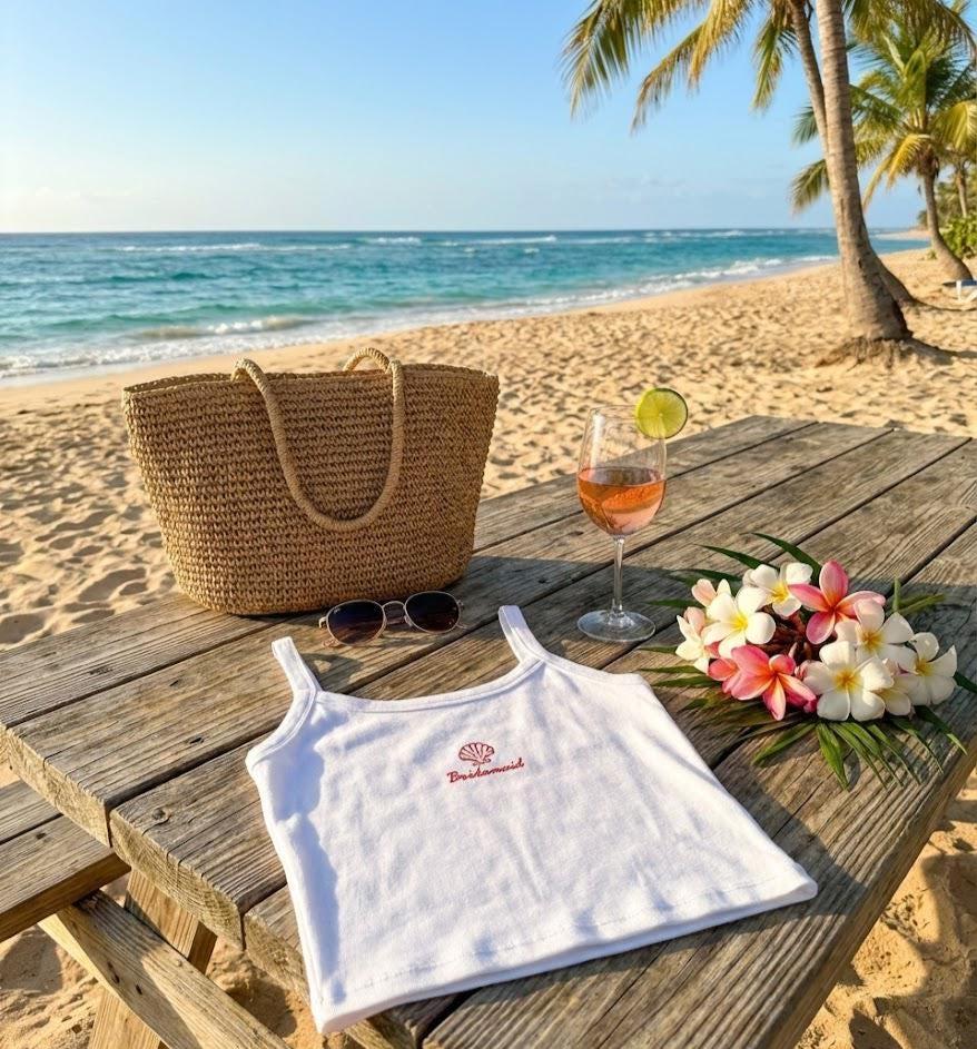 Embroidered Shell Bride Tank Top | Personalized Bachelorette Party Cami