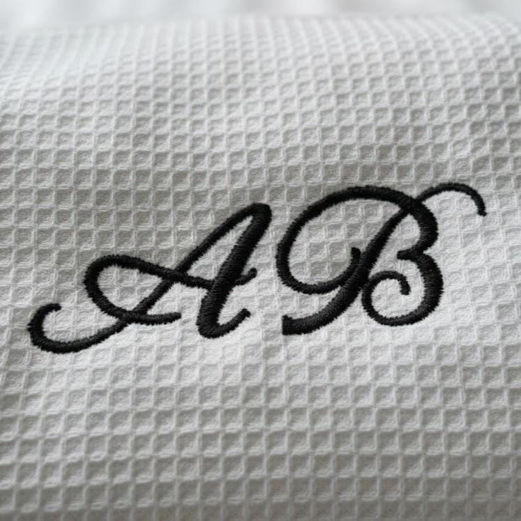 Embroidered Initial Waffle Makeup Bag, Personalized Cosmetic Travel Case