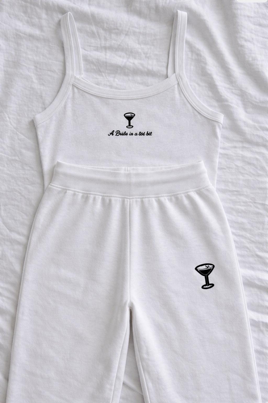 Embroidered Bride Lounge Set – Espresso Martini Honeymoon Pajamas