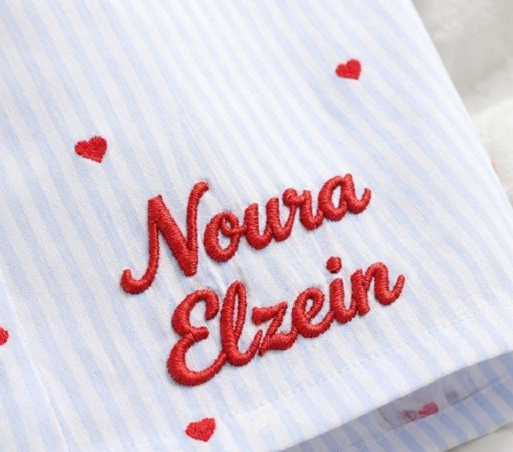 Embroidered Pajama Boxer Shorts | Personalized Sleepwear Gift | Custom Valentine's Day PJ shorts