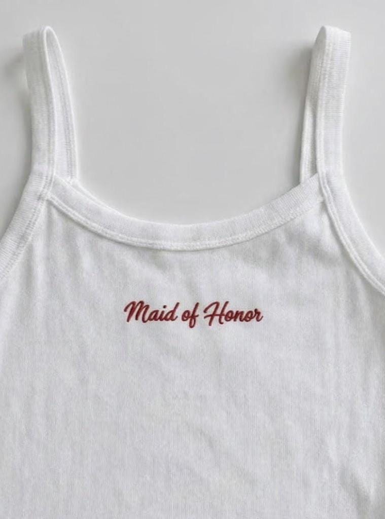 Personalized Embroidered Tank Top, Custom Embroidery Crop top Mrs Bride gift, Bachelorette party idea
