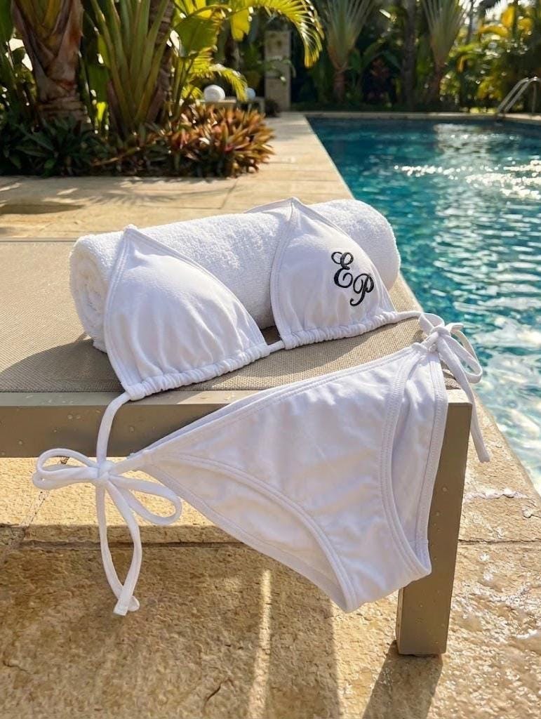 Bride-to-Be Swim Embroidered Bundle | Custom Bikini, Sarong, Sunglasses & Veil