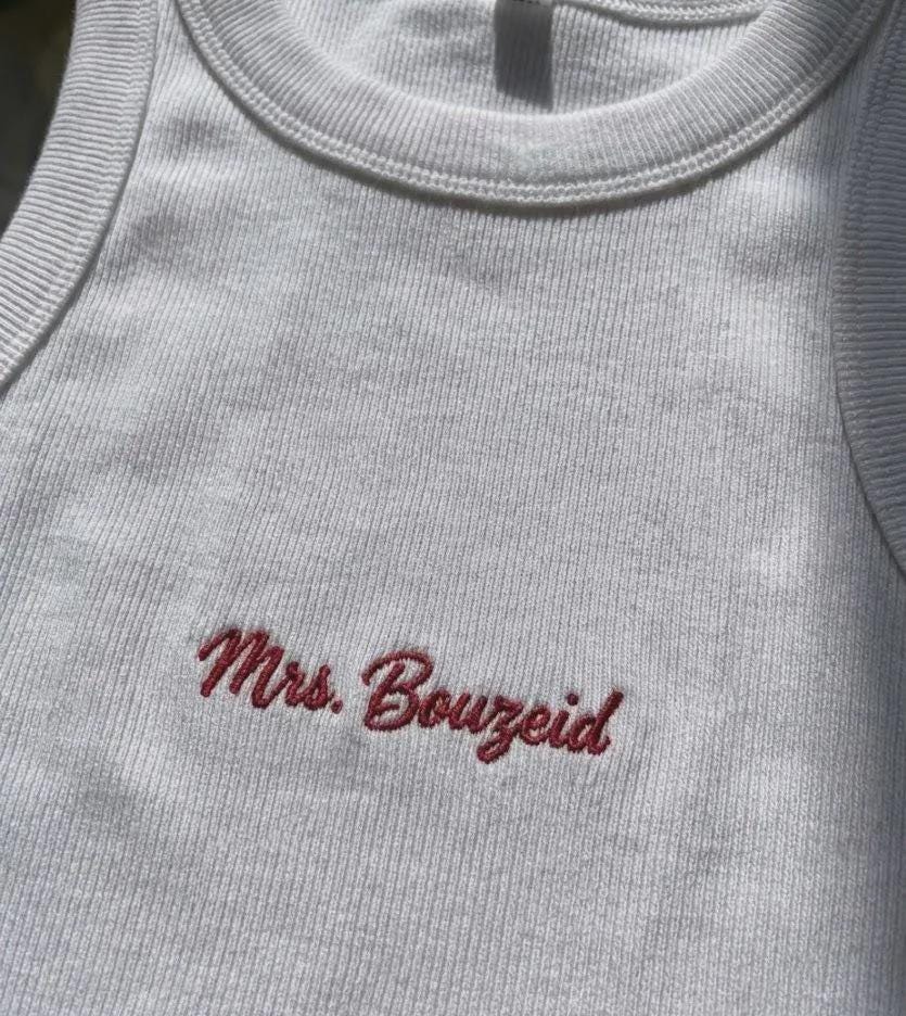 Embroidered Wifey Tank Top | Personalized Bridal Gift